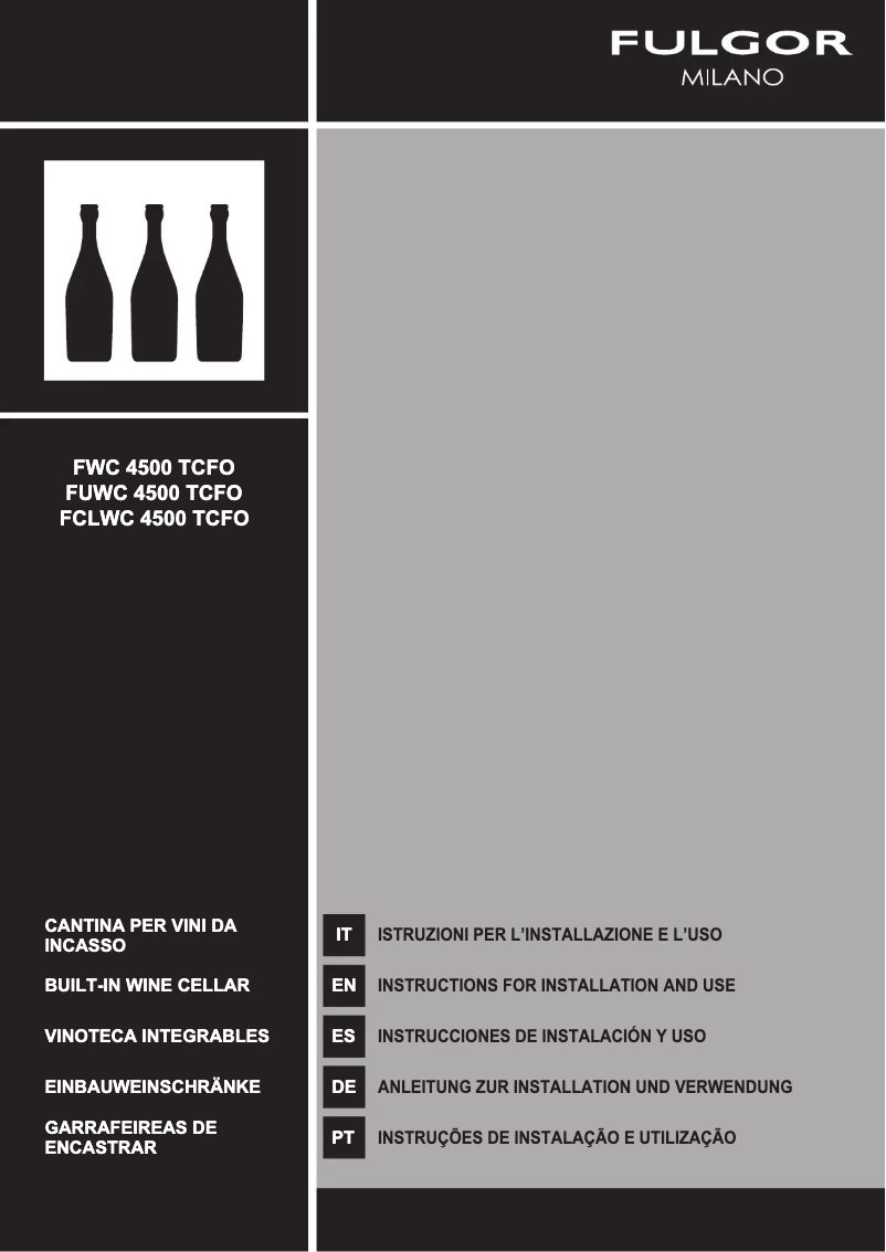 Page n°1 - Guide d'installation Fulgor Milano FWC 4500 TC FO BK