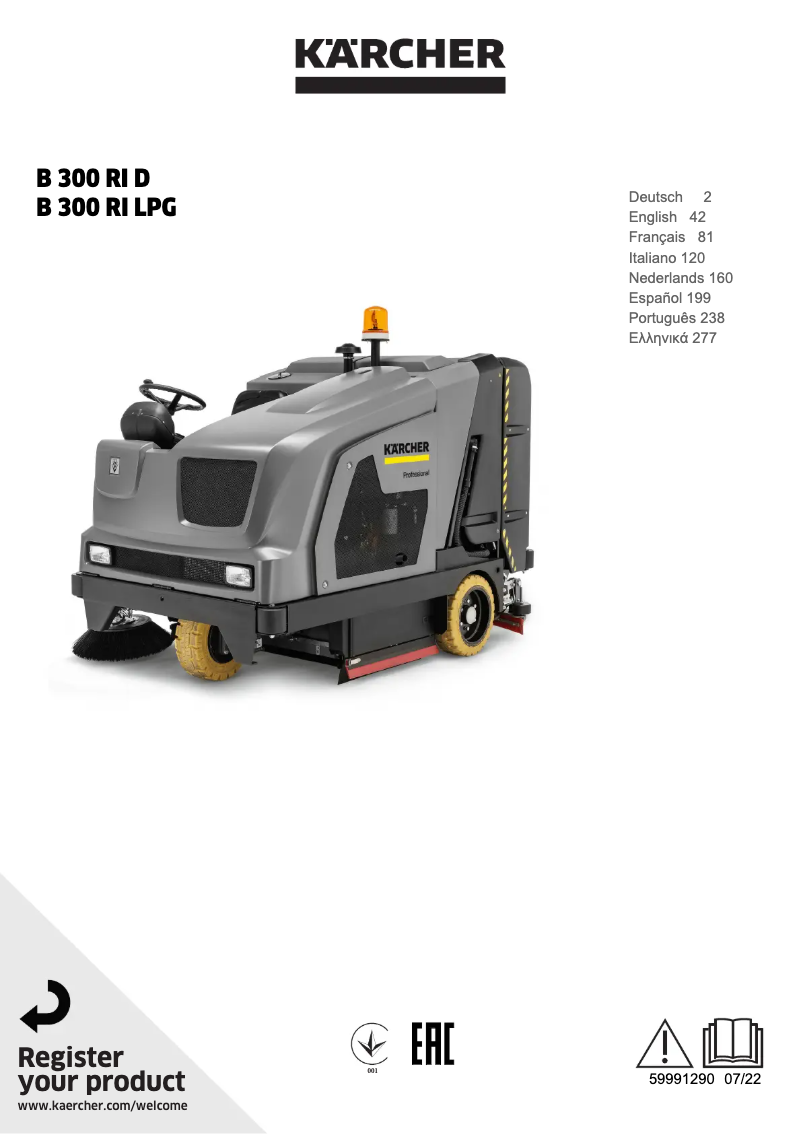 Page n°1 - Manuel utilisateur Kärcher B 300 R I D