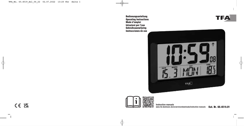 Page 1 de la notice Manuel utilisateur TFA 60.4519.01