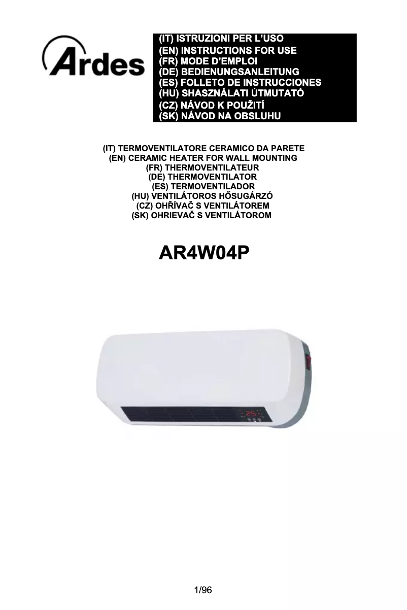 Page n°1 - Manuel utilisateur Ardes AR4W04P