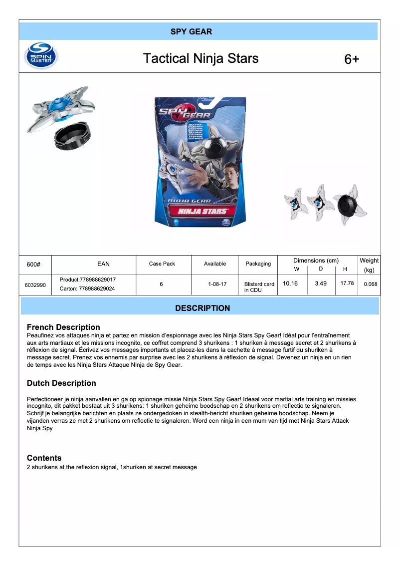 Page n°1 - Manuel utilisateur Spin Master Tactical Ninja Stars