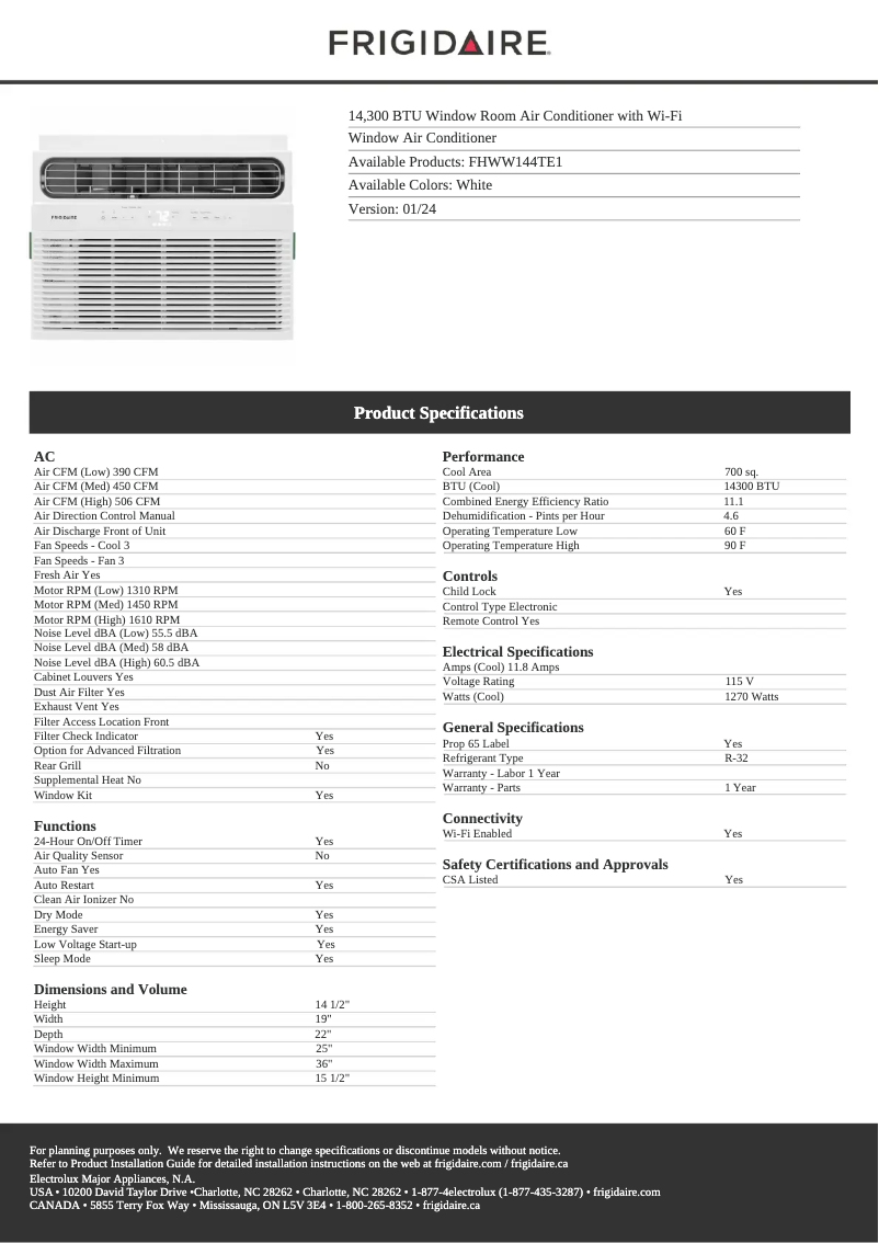 Image de la première page du manuel de l'appareil FHWW144TE1