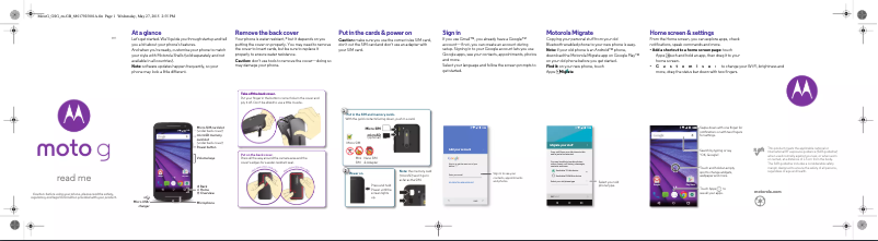 Imagen de la primera página del manual del dispositivo Moto G3
