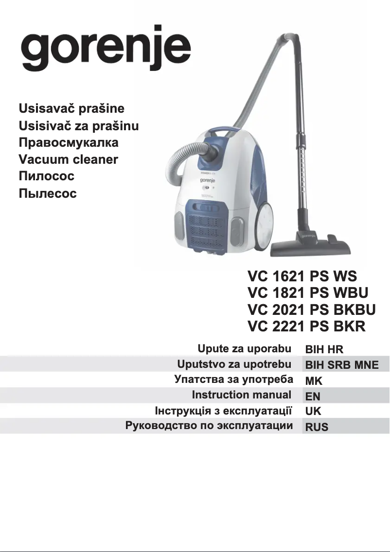 Page n°1 - Manuel utilisateur Gorenje VC2221PSBKR
