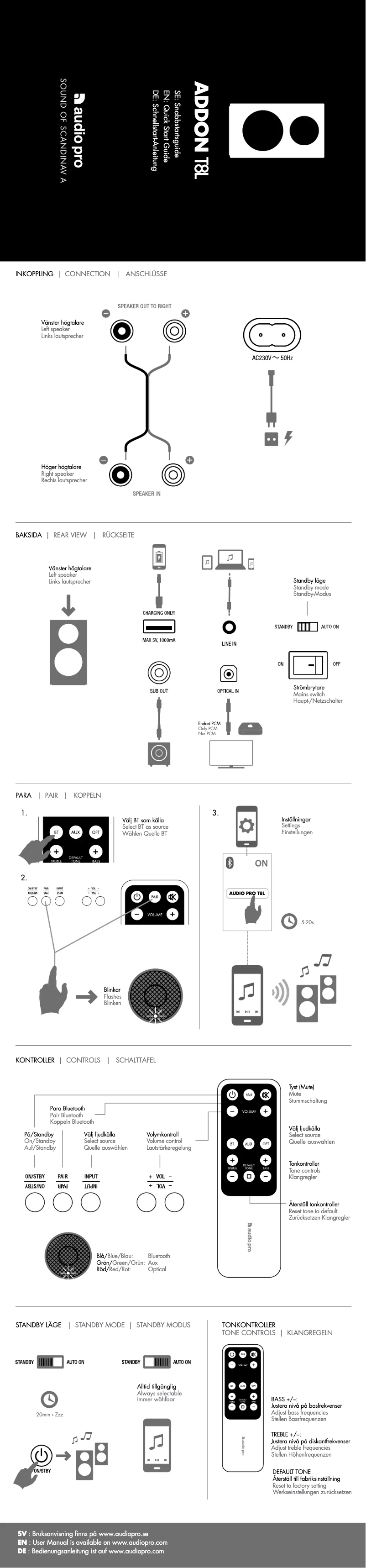 Page 1 de la notice Manuel utilisateur Audio Pro Addon T8L