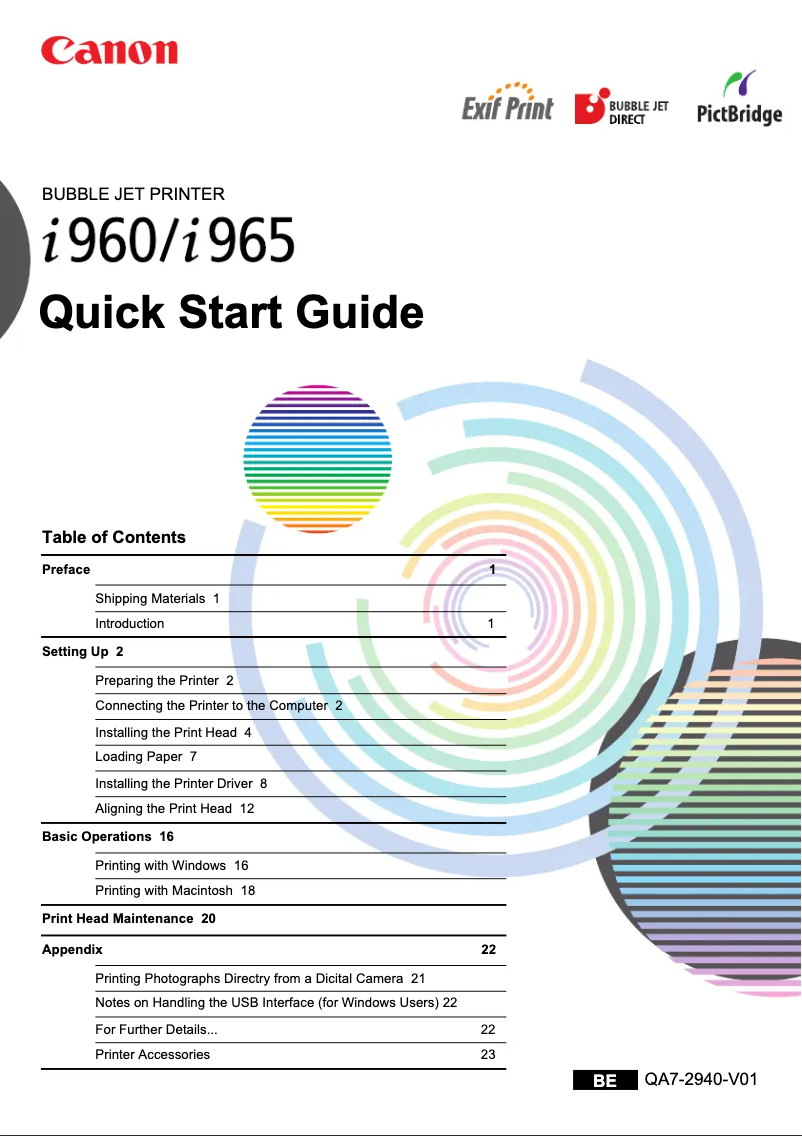 Page 1 de la notice Manuel utilisateur Canon Bubble Jet i960