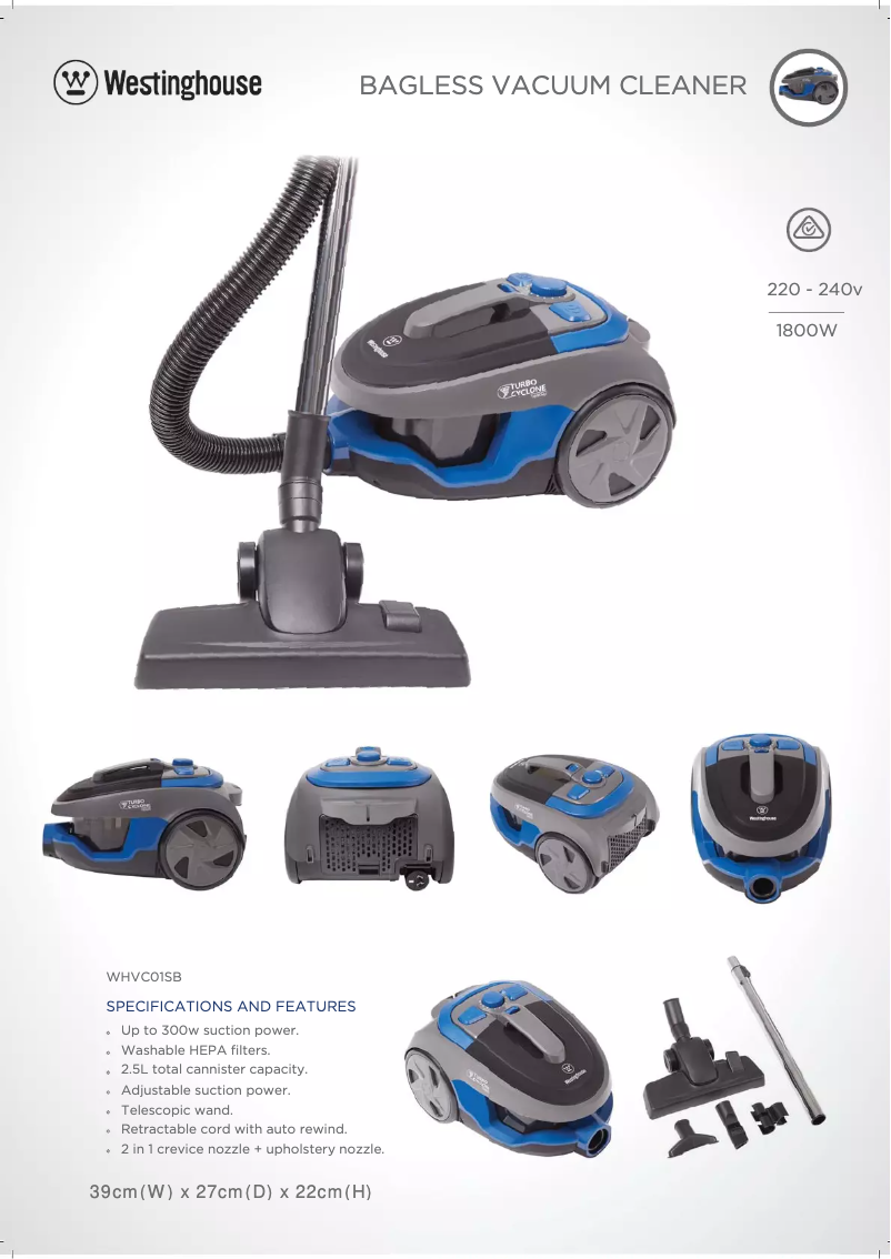 Page n°1 - Fiche technique Westinghouse WHVC01SB