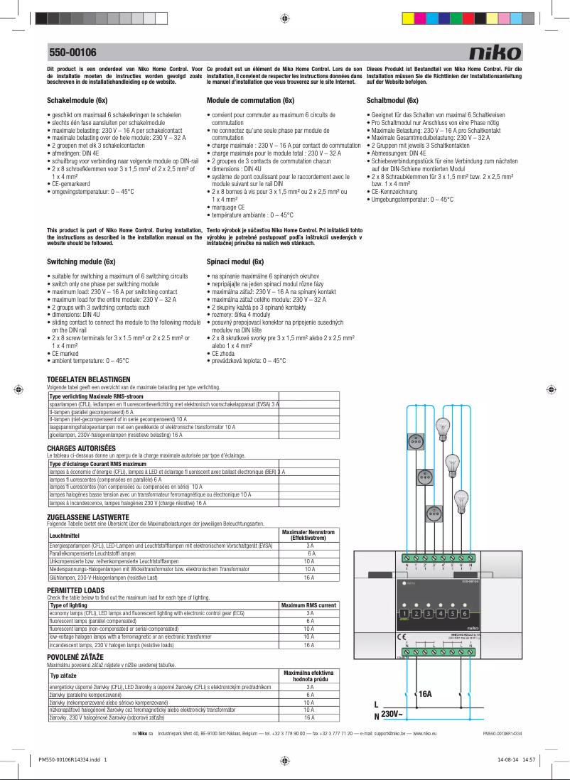 Page 1 de la notice Manuel utilisateur Niko 550-00106