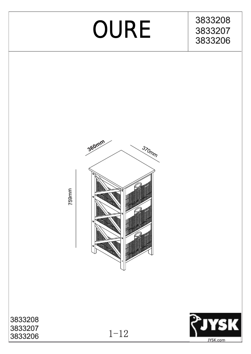 Page n°1 - Manuel utilisateur JYSK Oure (36x76x37)