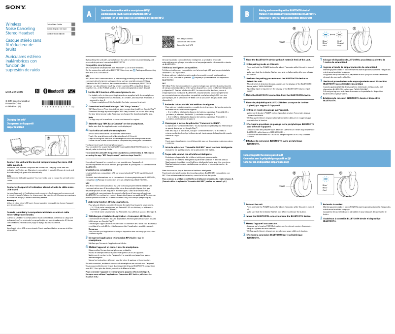 Image de la première page du manuel de l'appareil MDR-ZX550BN