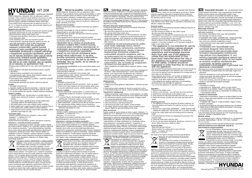 Page 1 de la notice Manuel utilisateur Hyundai NT208