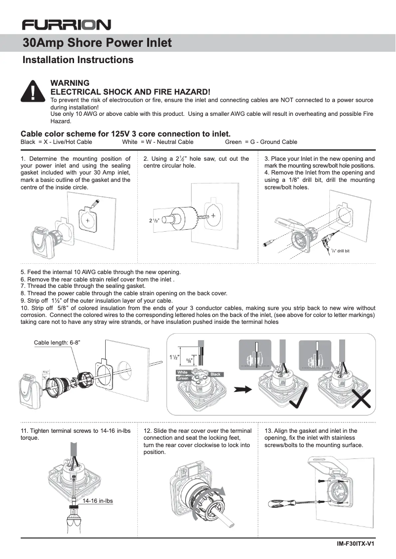 Page 1 de la notice Manuel utilisateur Furrion F30ITS-PS-AM