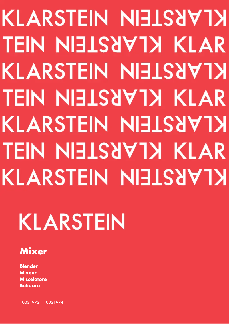 Page n°1 - Manuel utilisateur Klarstein 10031974