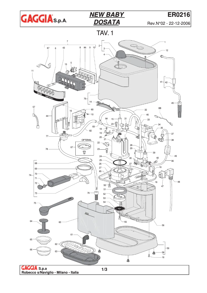 Image de la première page du manuel de l'appareil Saeco New Baby Dosata ER 216