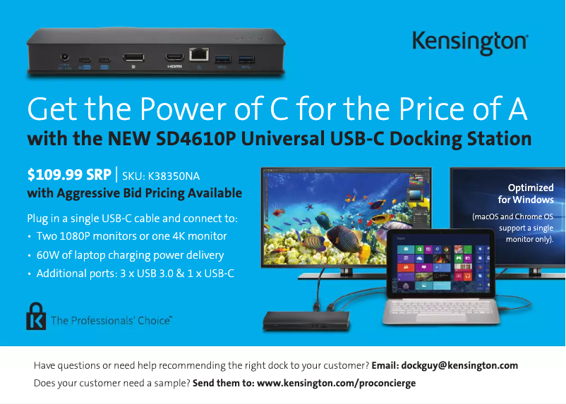 Page 1 de la notice Manuel utilisateur Kensington K38350NA