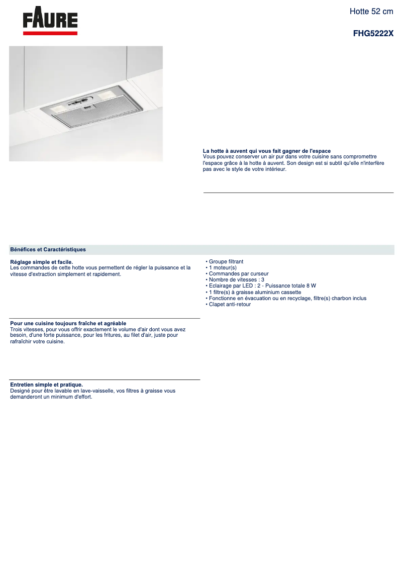 Page n°1 - Fiche technique Electrolux FHG5222X