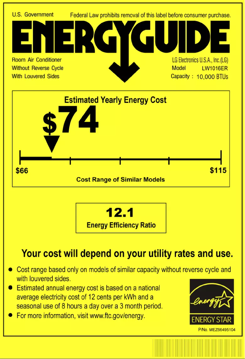 Página 1 del manual Etiqueta energética LG LW1016ER