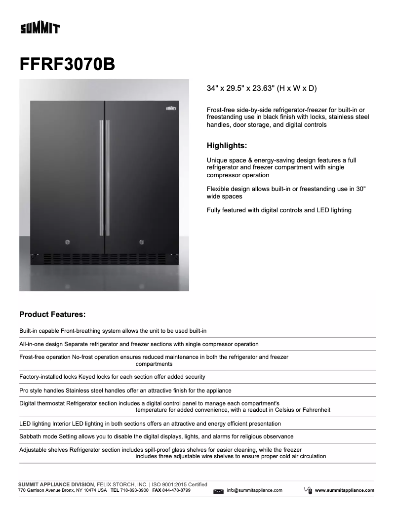 Image de la première page du manuel de l'appareil FFRF3070B