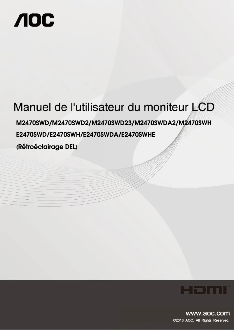 Page 1 de la notice Manuel utilisateur AOC M2470SWH