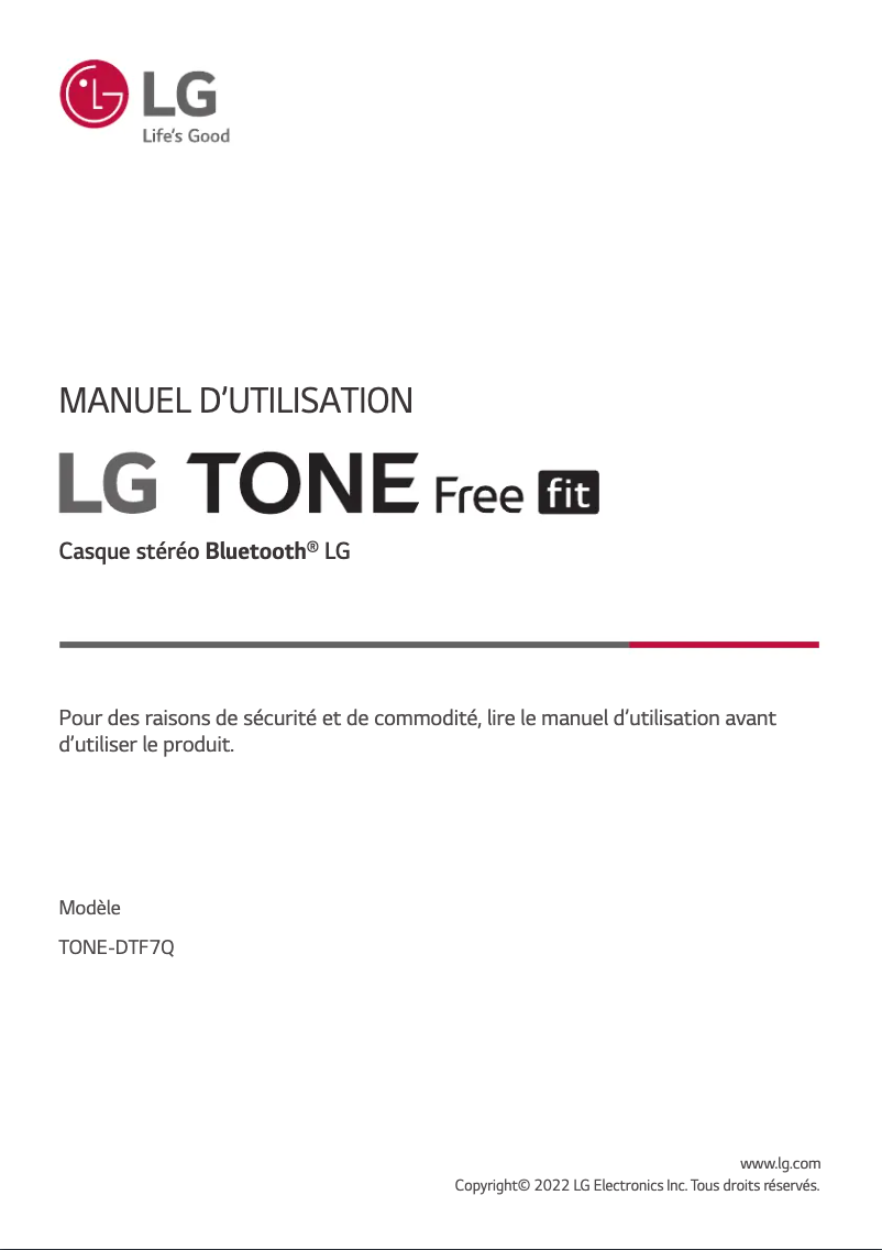 Image de la première page du manuel de l'appareil Tone Free Fit TONE-DTF7Q