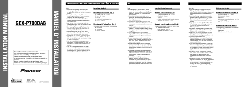 Page 1 de la notice Manuel utilisateur Pioneer GEX-P700DAB