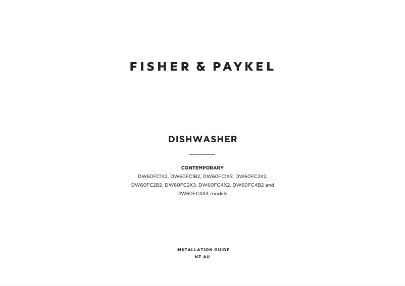 Page n°1 - Guide d'installation Fisher & Paykel DW60FC2X3