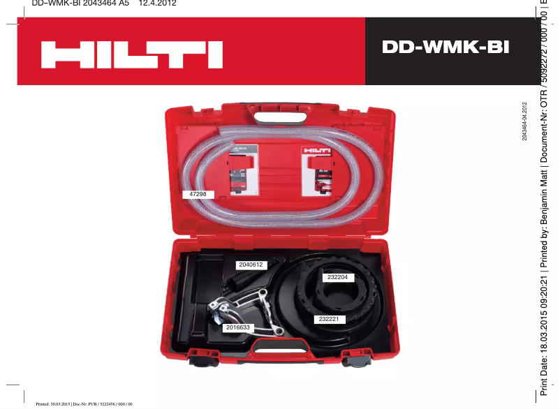 Page 1 de la notice Manuel utilisateur Hilti DD-WMK-BI