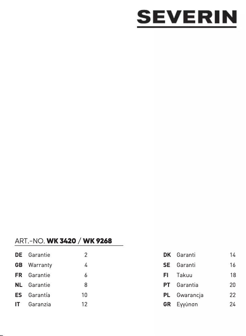 Image de la première page du manuel de l'appareil WK 9268