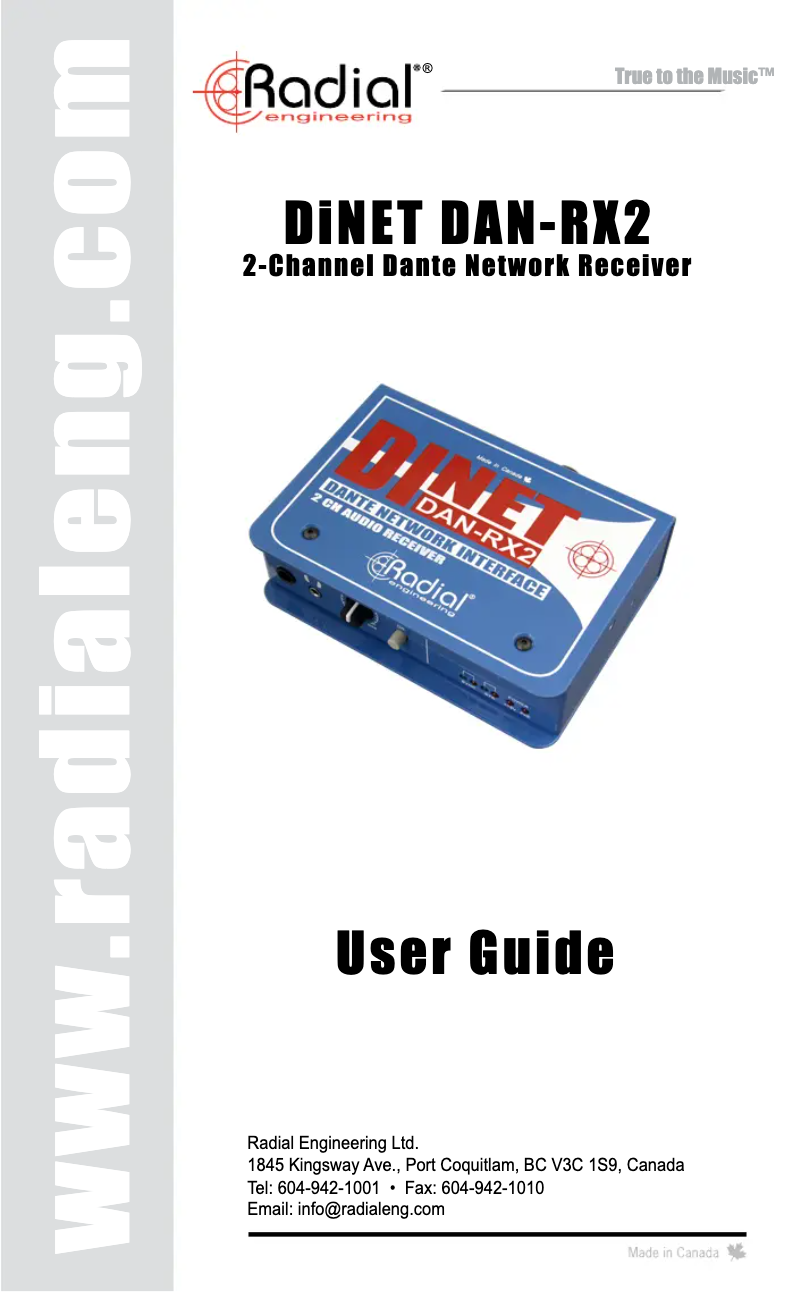 Imagen de la primera página del manual del dispositivo DiNET DAN-RX2