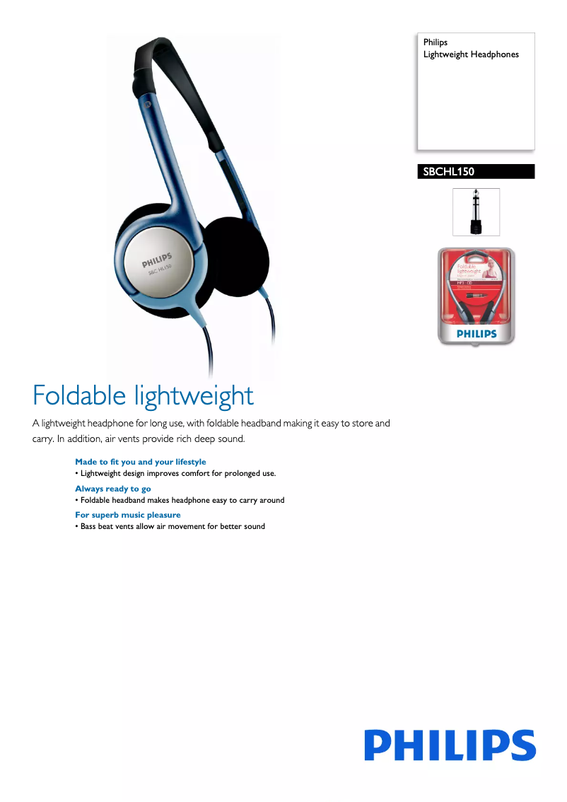 Page n°1 - Manuel utilisateur Philips SBCHL150