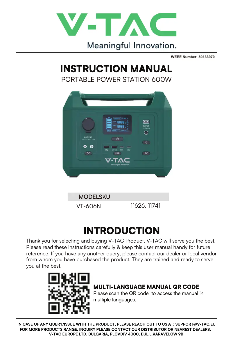Image de la première page du manuel de l'appareil VT-606N