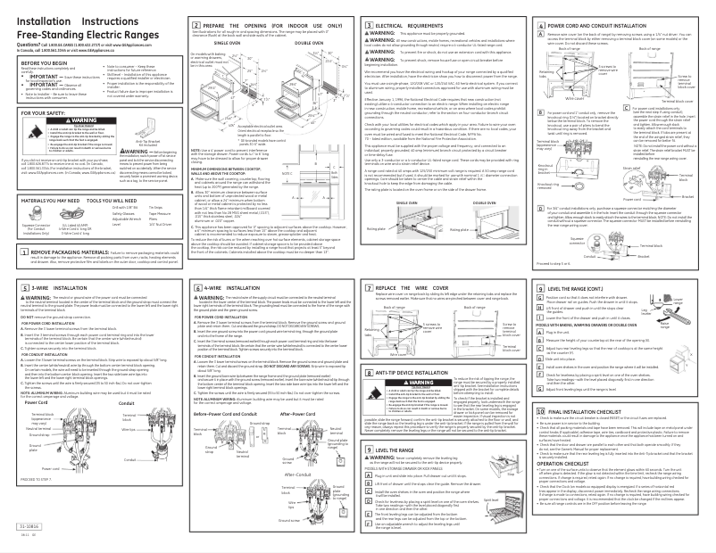 Page n°1 - Guide d'installation GE JBP23SRSS