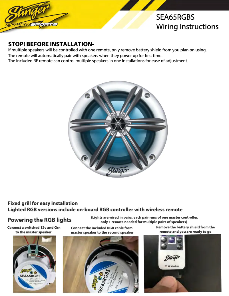 Page 1 de la notice Manuel utilisateur Stinger SEA65RGBS