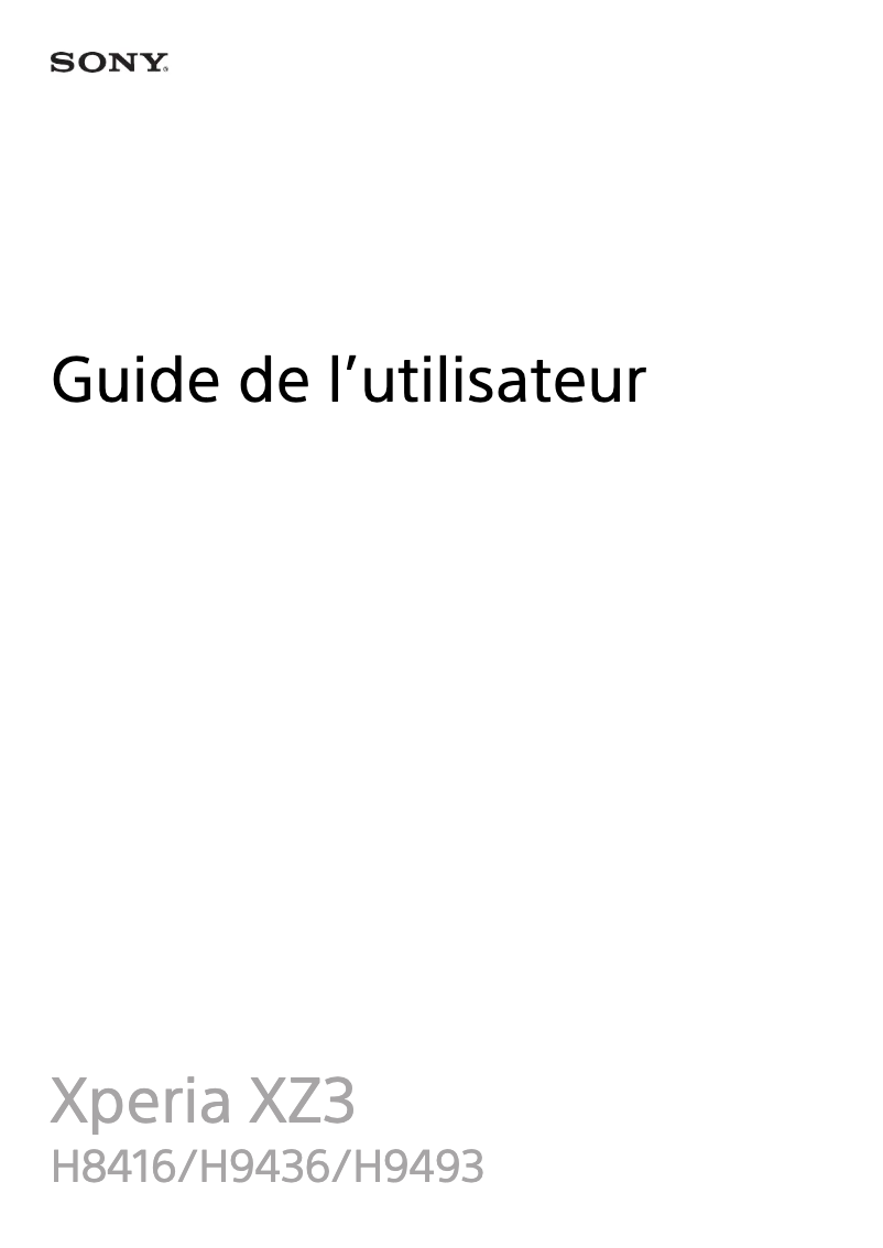 Page 1 de la notice Manuel utilisateur Sony Ericsson Xperia XZ3