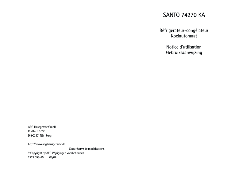 Página 1 del manual Manual de usuario AEG Santo 74270 KA