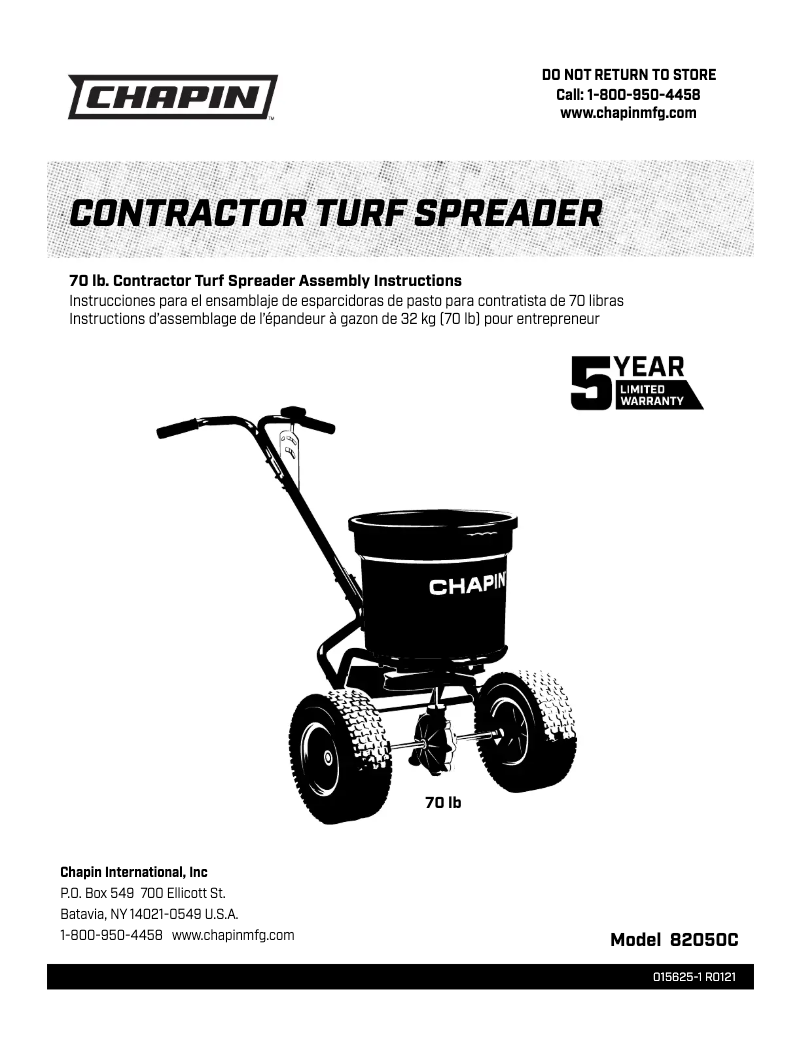 Page n°1 - Manuel utilisateur Chapin 82050C