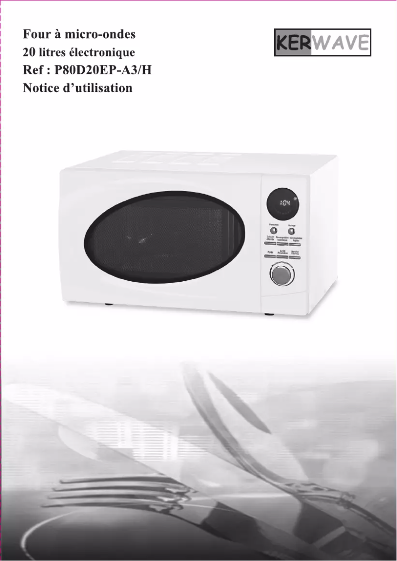 Page 1 de la notice Manuel utilisateur Kerwave P80D20EP-A3/H