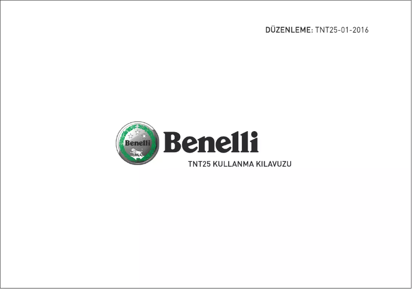 Page n°1 - Manuel utilisateur Benelli TNT 25 (2016)