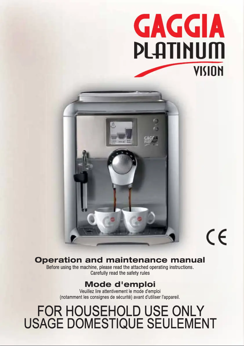 Image de la première page du manuel de l'appareil Platinum Vision