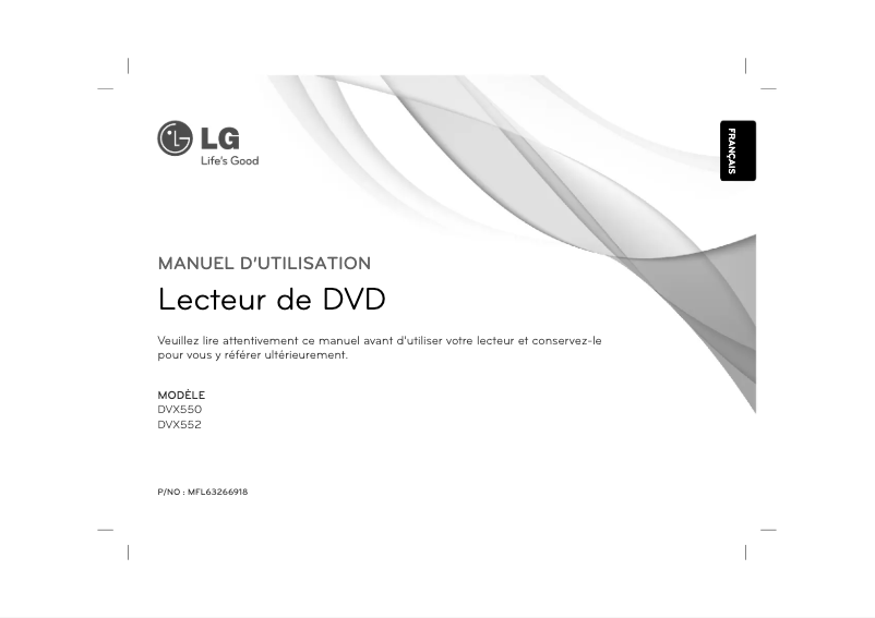 Page 1 de la notice Manuel utilisateur LG DVX552