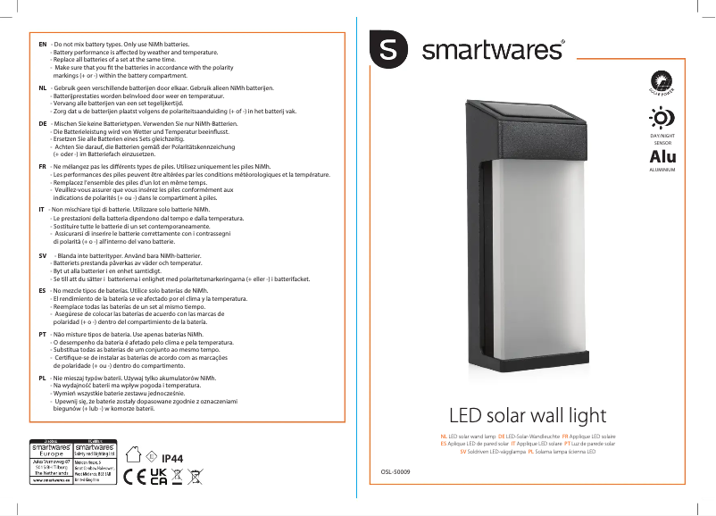 Page n°1 - Manuel utilisateur Smartwares OSL-50009