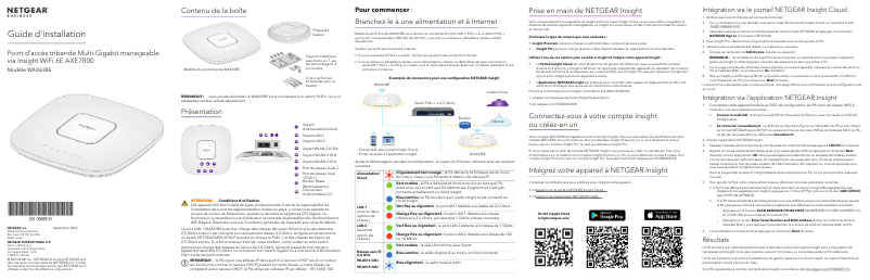 Page 1 de la notice Guide d'installation Netgear WAX638E