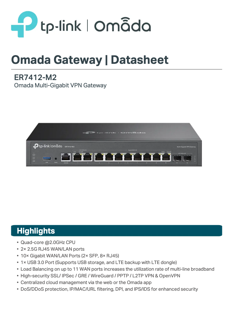 Page 1 de la notice Fiche technique TP-Link Omada ER7412-M2