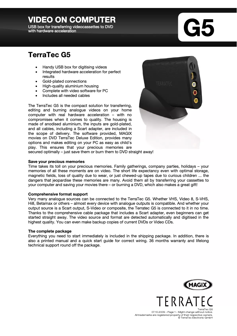 Image de la première page du manuel de l'appareil G5