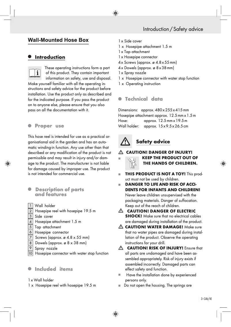 Page 1 de la notice Manuel utilisateur Florabest IAN 70720