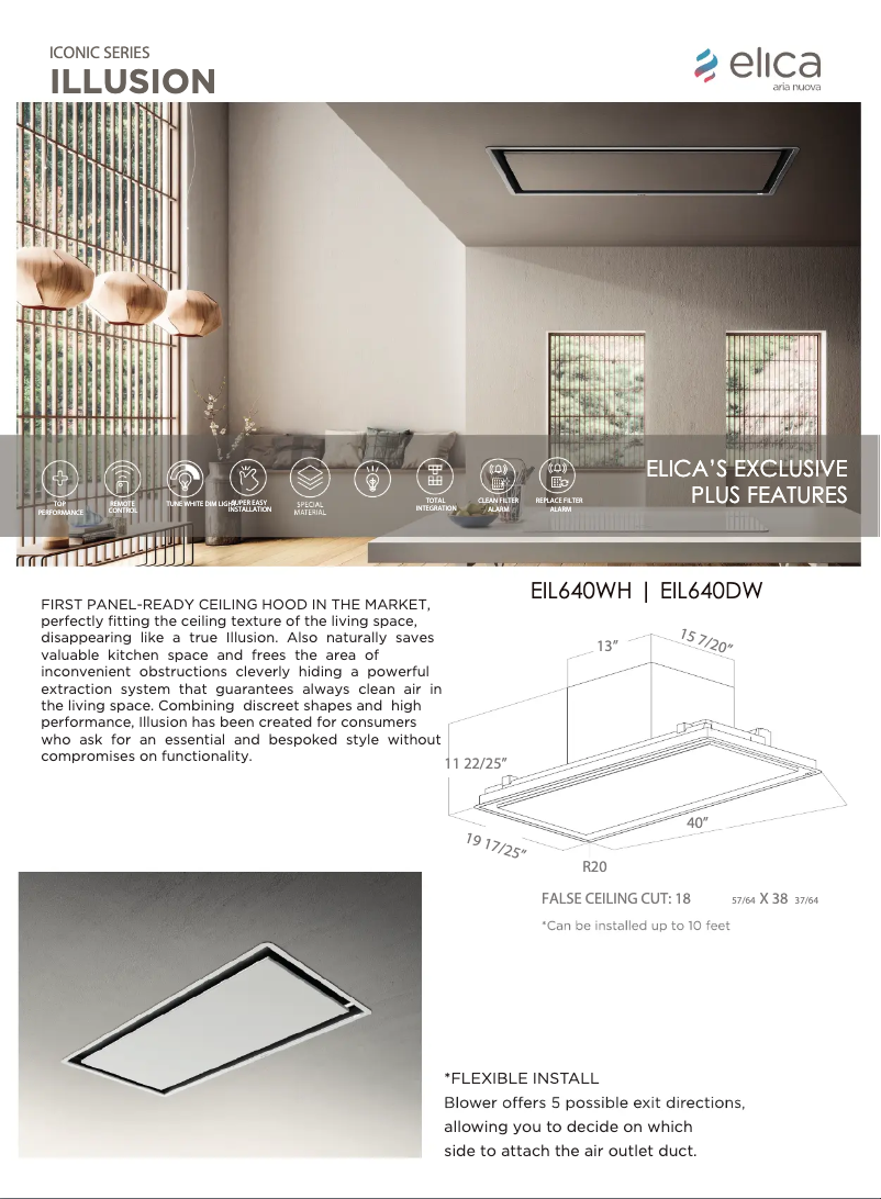 Page 1 de la notice Fiche technique Elica Illusion EIL640DW