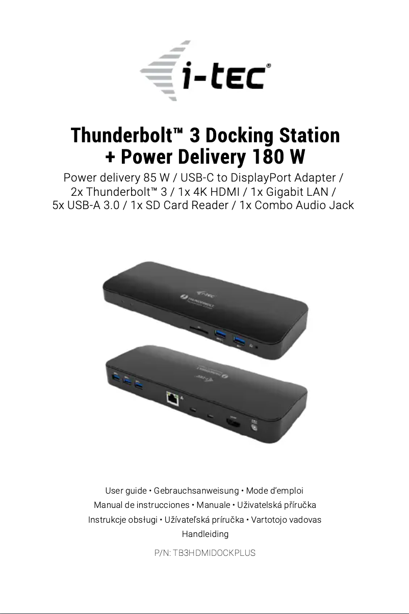 Image de la première page du manuel de l'appareil TB3HDMIDOCKPLUS