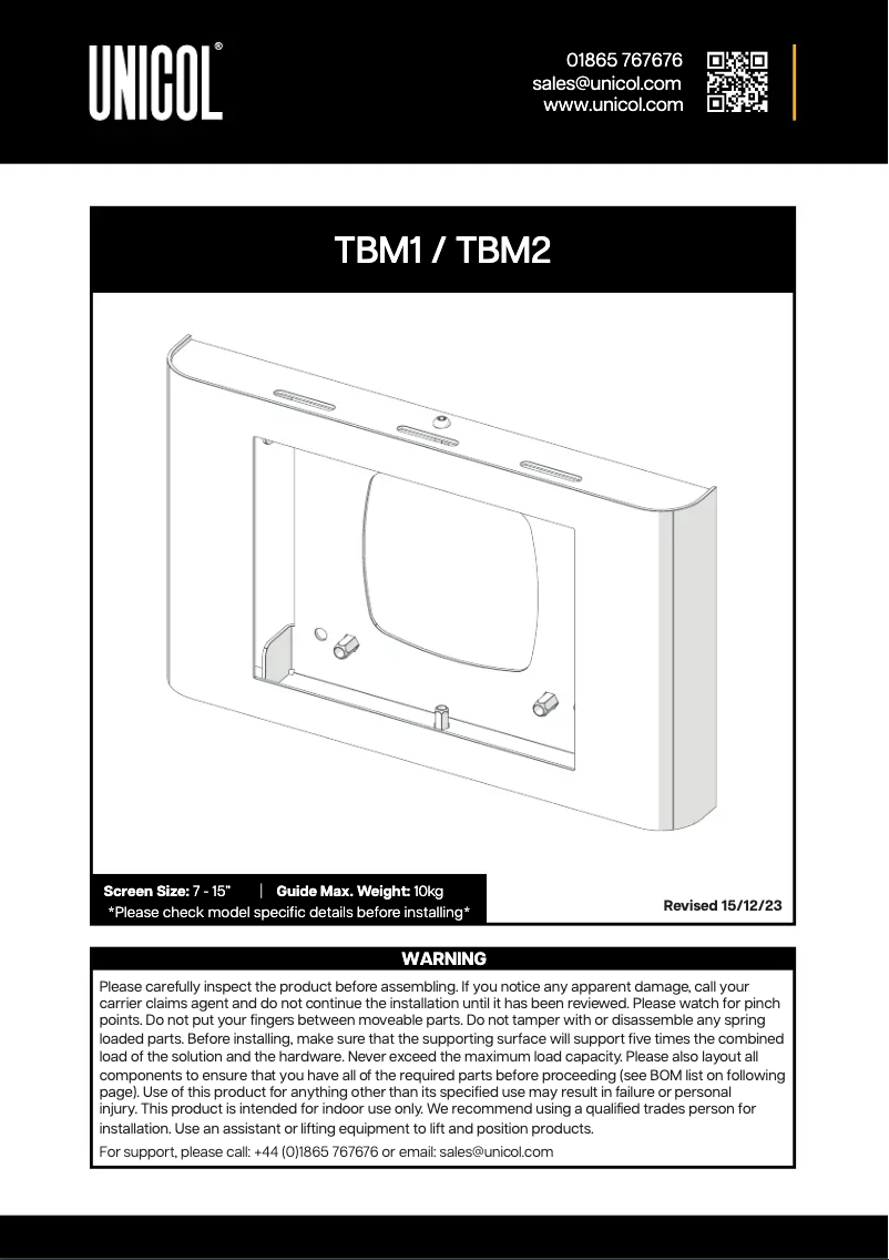Image de la première page du manuel de l'appareil TBM1