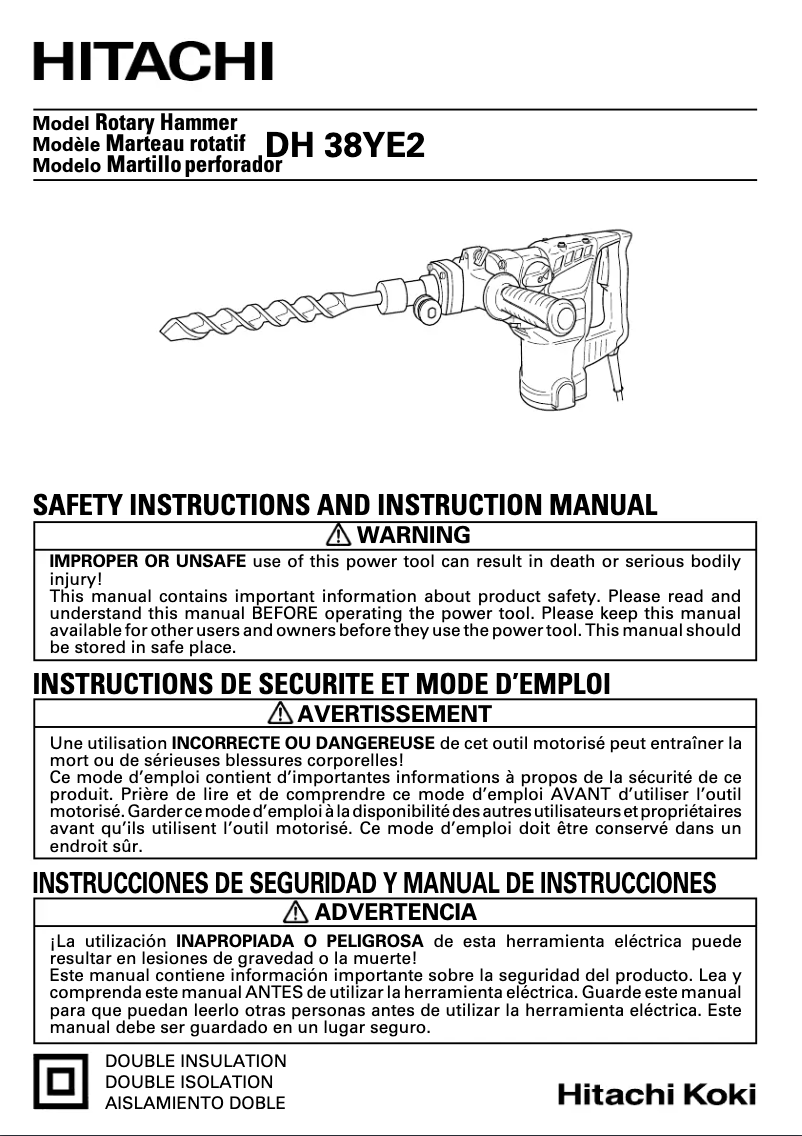 Image de la première page du manuel de l'appareil DH 38YE2