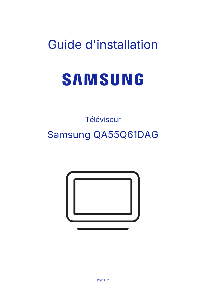 Page n°1 - Guide d'installation Samsung QA55Q61DAG